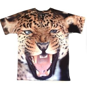 Cheetah Growl Roar Face T Shirt Men’s Medium Stretch Soft Fabric Rave Halloween